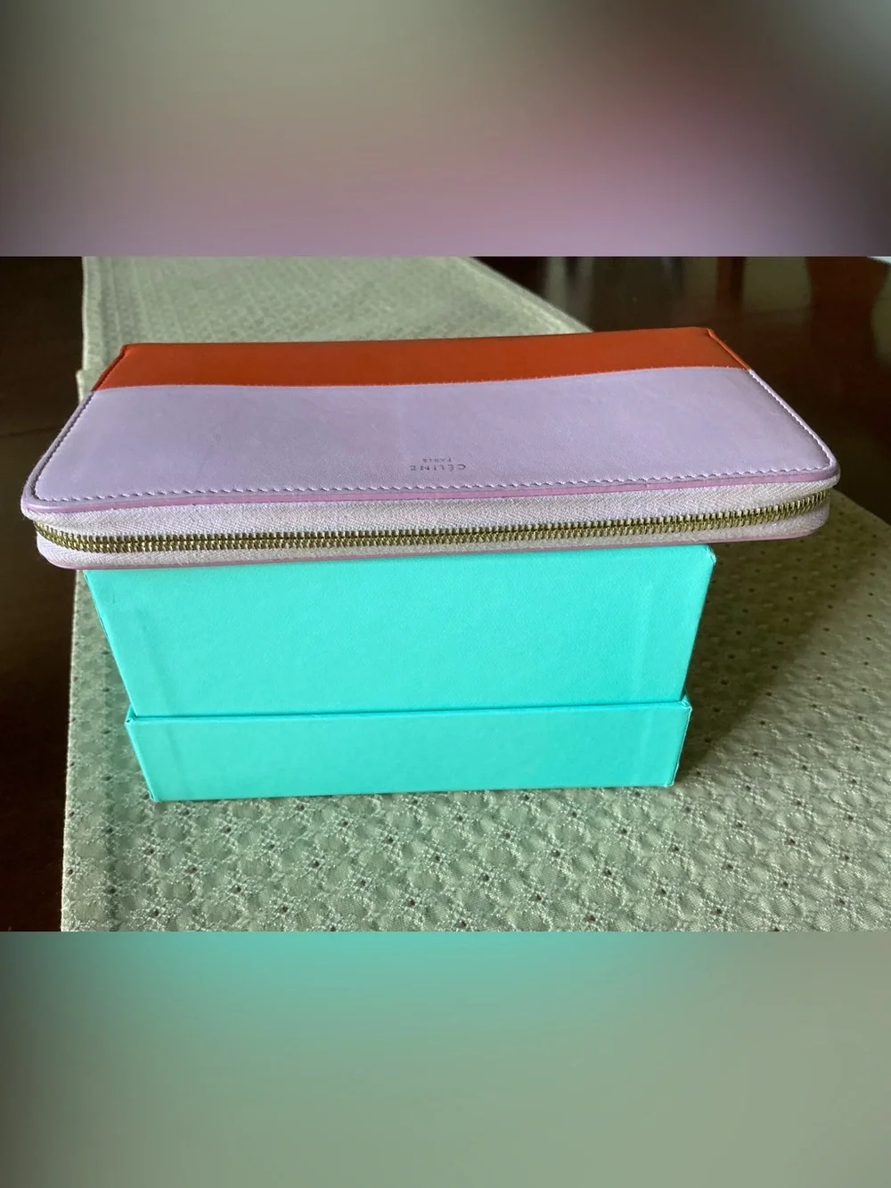 Celine 2013 Pink and Orange Continental Wallet W/COA